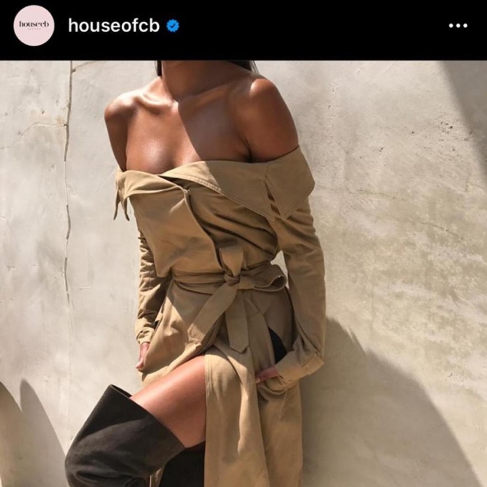 House of CB Camel Off-Shoulder Dress